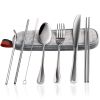 8Pcs Travel Stainless Steel Silverware Set with Case Portable Utensils