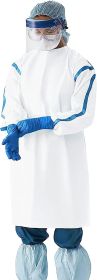 Size Small - Disposable Isolation Gowns. Pack of 5 White PPE Frocks