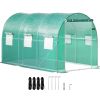 VEVOR Walk-in Tunnel Greenhouse, 12 x 7 x 7 ft Portable Plant Hot House w/ Galvanized Steel Hoops, 1 Top Beam, Diagonal Poles, Zippered Door