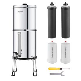 VEVOR 2.25G Gravity-fed Water Filter Countertop System Stainless Steel 4 Filters