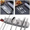 8Pcs Travel Stainless Steel Silverware Set with Case Portable Utensils