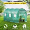 VEVOR Walk-in Tunnel Greenhouse, 12 x 7 x 7 ft Portable Plant Hot House w/ Galvanized Steel Hoops, 1 Top Beam, Diagonal Poles, Zippered Door