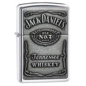 Zippo Windproof Lighter Jack Daniel's Label-Pewter Emblem High Polish Chrome