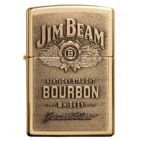 Zippo Windproof Lighter Jim Beam Brass Emblem High Polish Brass