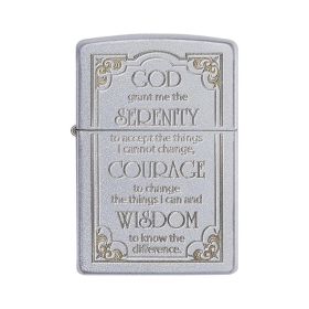 Zippo Windproof Lighter Serenity Prayer Satin Chrome Finish