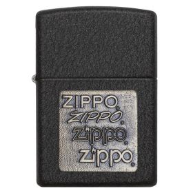 Zippo Windproof Lighter Black CrackleÂ® Gold Zippo Logo