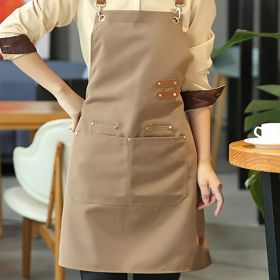 Waterproof and Oil-proof Apron with Pockets; Universal Apron For Women And Men; Multipurpose Aprons (Color: Light Brown)