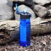 Portable Water Filter Bottle BPA Free Water Purifier with Integrated Filter Straw for Outdoor Camping & Hiking