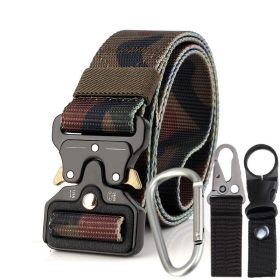 3.8cm Tactical belt Men's military Multi functional nylon outdoor training belt (3 piece set is $16.49) (colour: Classic camouflage+three piece set)