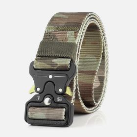 3.8cm Tactical belt Men's military Multi functional nylon outdoor training belt (3 piece set is $16.49) (colour: Jungle camouflage)