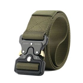 3.8cm Tactical belt Men's military Multi functional nylon outdoor training belt (3 piece set is $16.49) (colour: Military green)