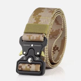 3.8cm Tactical belt Men's military Multi functional nylon outdoor training belt (3 piece set is $16.49) (colour: Camo Sand)