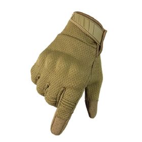 Men Riding Gloves Cycling Bike Full Finger Motos Racing Gloves Antiskid Screen Touch Outdoor Sports Tactical Gloves Protect Gear (Color: Khaki, size: L)