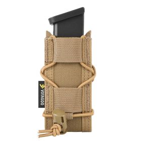 9mm/.40 Caliber MOLLE Single or Dual Stack Adjustable Open-Top Pistol Mag Pouch Compatible w/ Various MOLLE Tactical Belts (Color: Brown, size: Single)