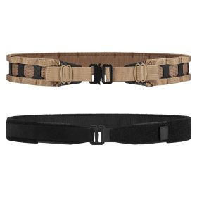 VOTAGOO Tactical Belt, 1.75'' MOLLE Battle Belt with Quick Release Buckle, Low Profile Laser-Cut Battle Belt for Range (Color: Coyote Brown, size: L)