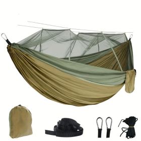 Camping Hammock with Mosquito Net, Portable Double Hammock Tent (Color: Khaki)