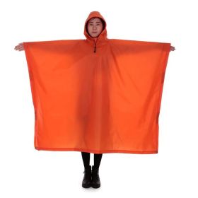 Multi-Usage Lightweight Hooded Rain Poncho, Picnic Mat, Blanket, Sun Shelter (Color: Orange, Type: Camping supplies)