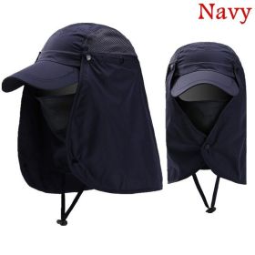 1pc Unisex Sun Shadow; Outdoor Mountaineering Sun Visor; Fisherman Hat; Fishing Cap; Fast Drying Cap (Color: Navy Blue)