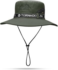 Casual Waterproof Breathable Sunshade Bucket Hat; Mountaineering, Fishing, Hiking Hat (Color: Military green)